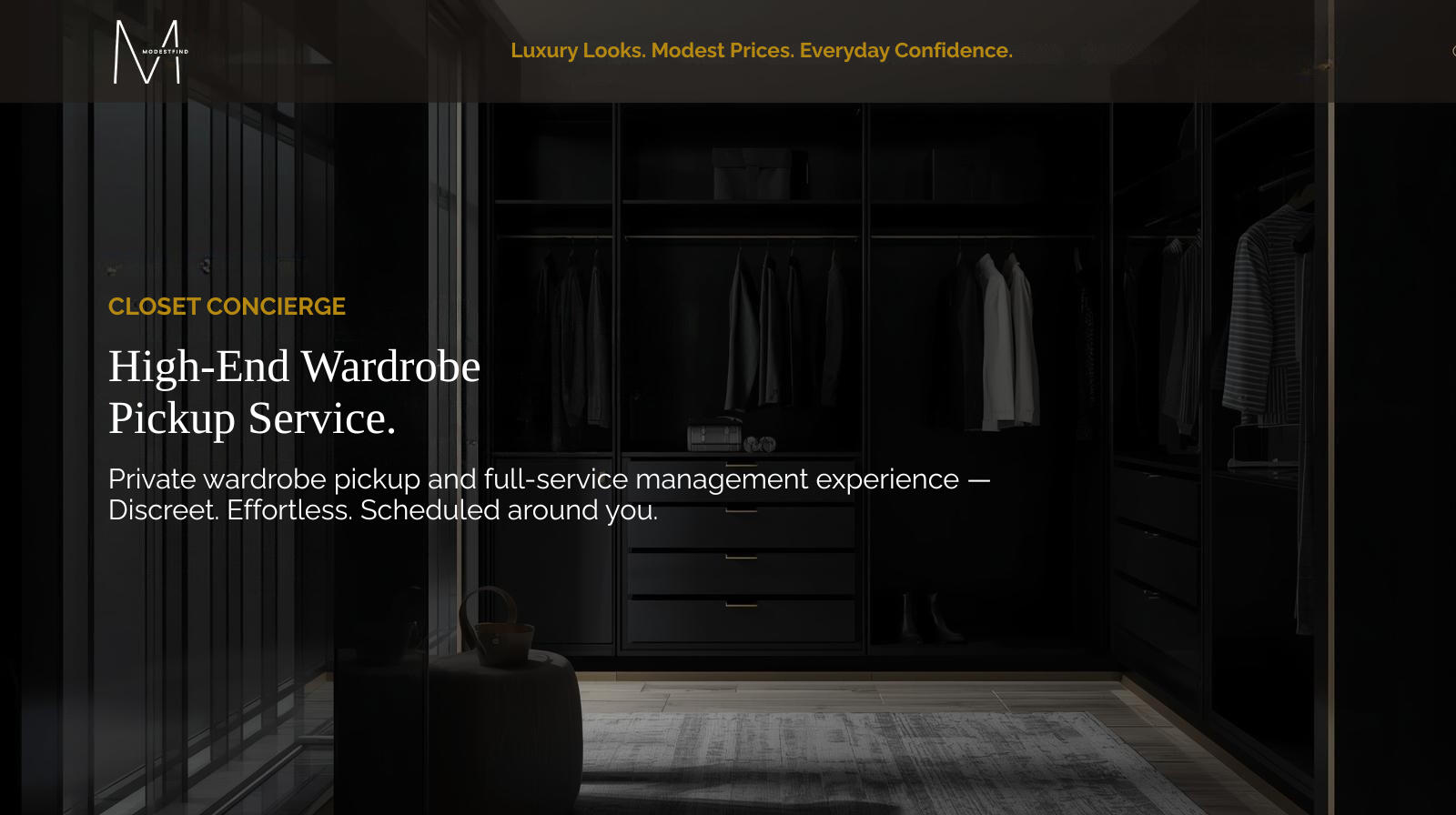 ModestFind Closet Concierge paid clothing pickup donation service.